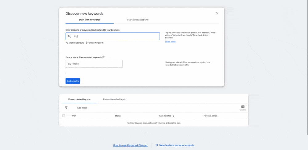 Cryptocurrency Keyword Searching