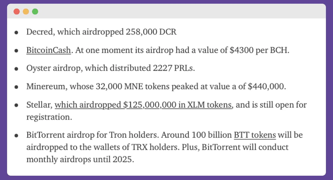 airdrop history