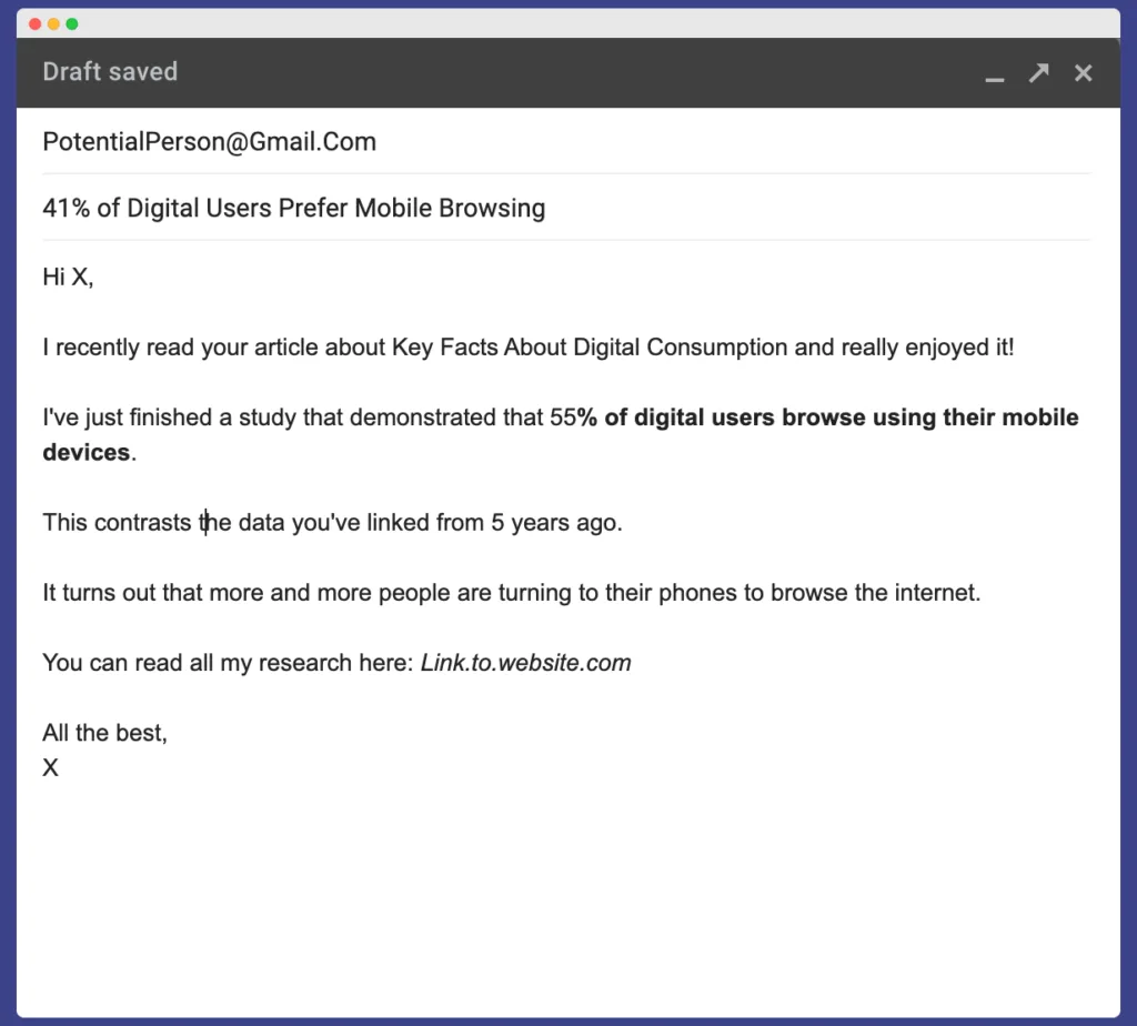 Email template for Outreach