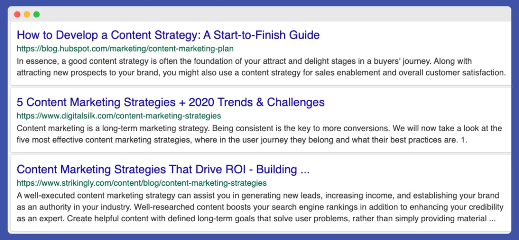 Top Content marketing sites on Google