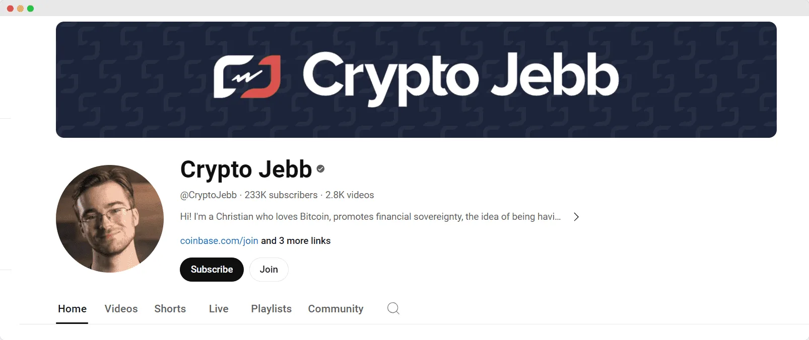 Crypto Jebb youtube channel screenshot