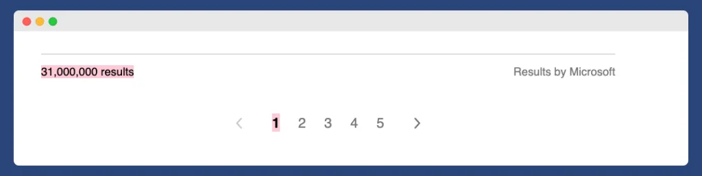 Google Search Results millions of results per search