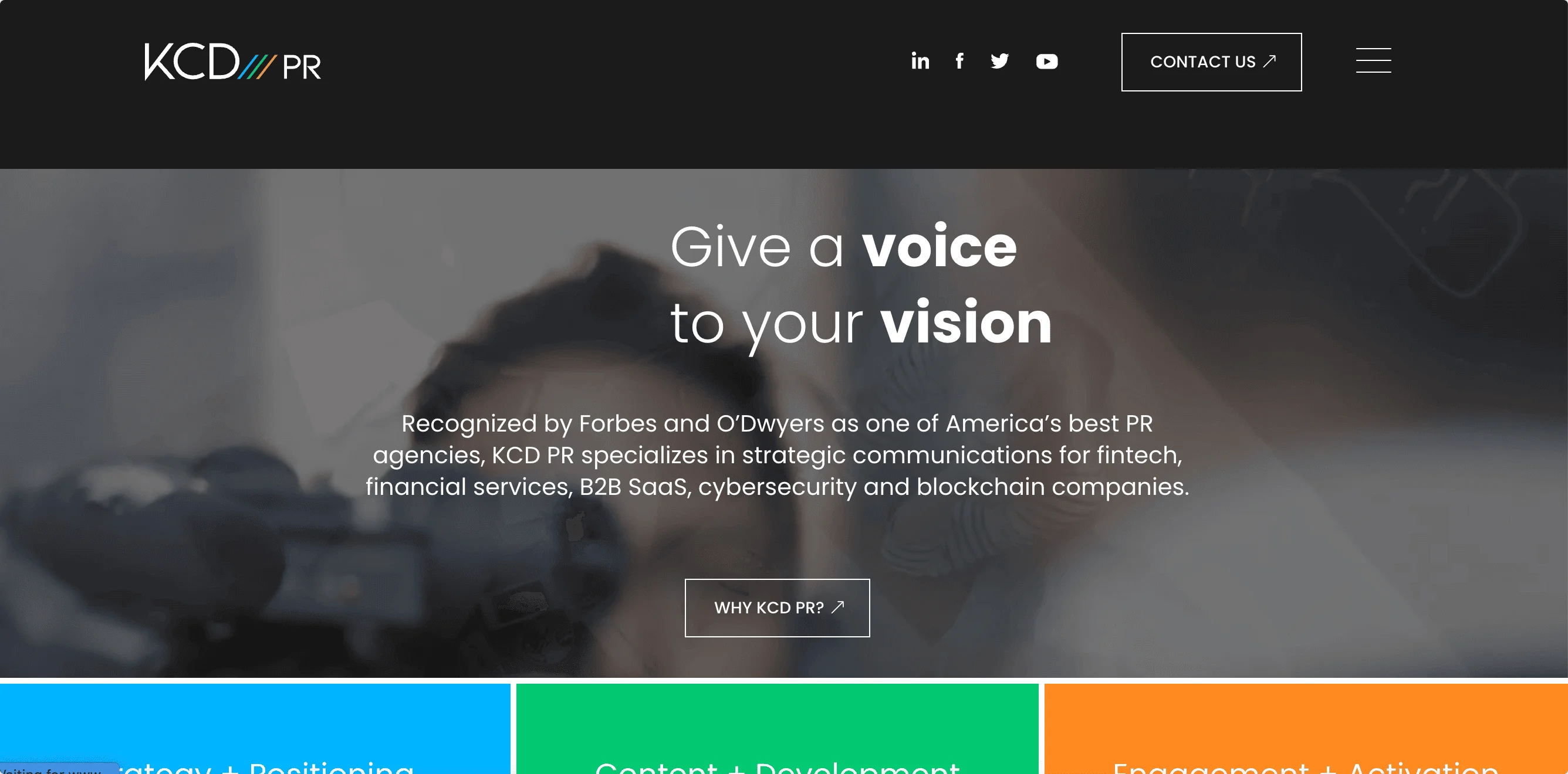 KCD PR homepage screenshot