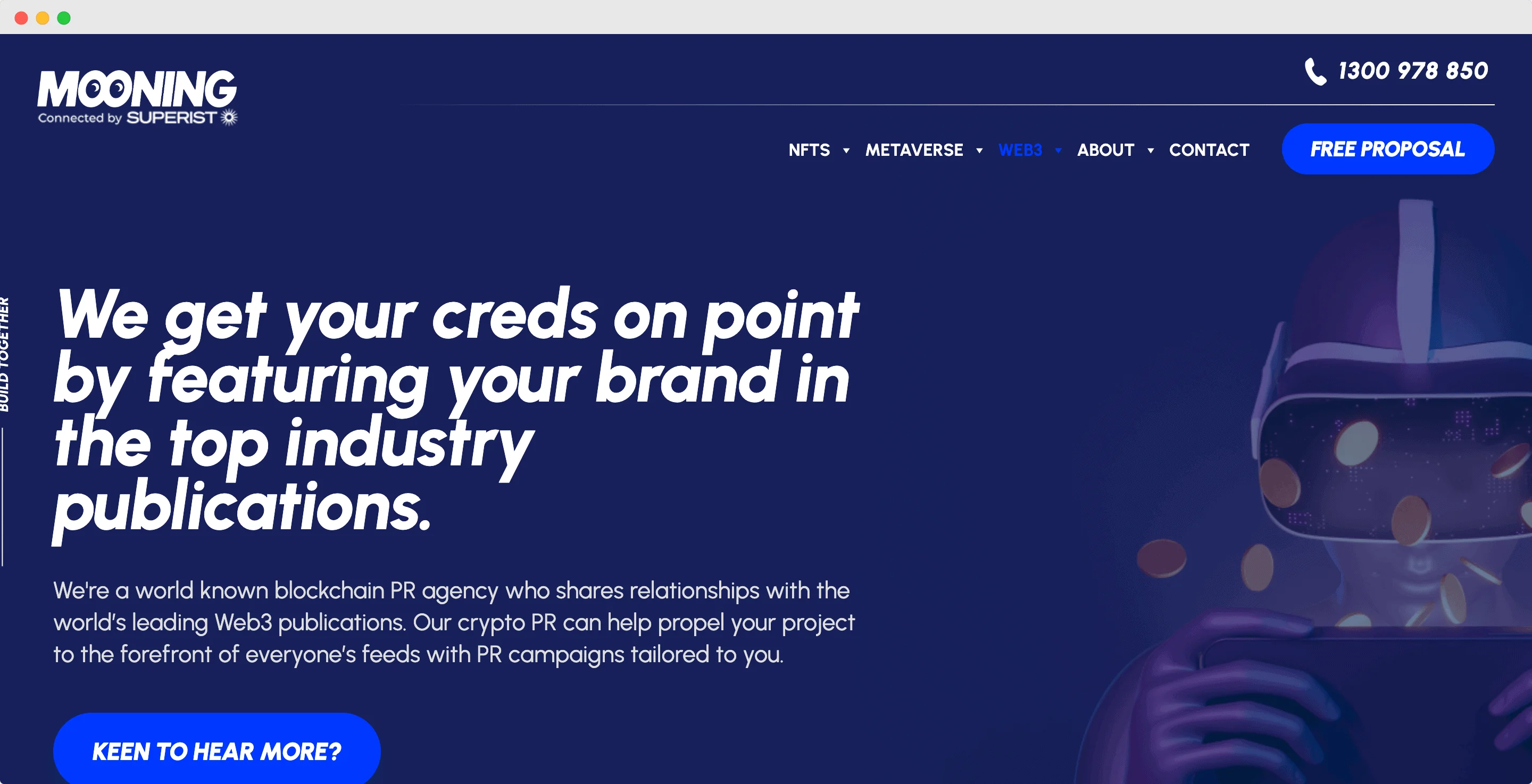 Mooning homepage screenshot