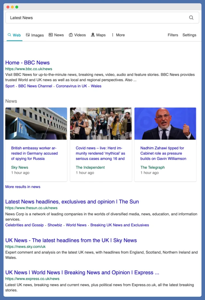 News websites google rankings BBC top