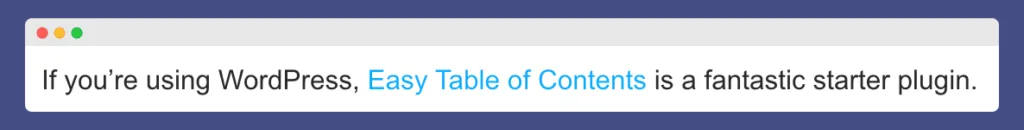 Easy Table of Contents Link in blue