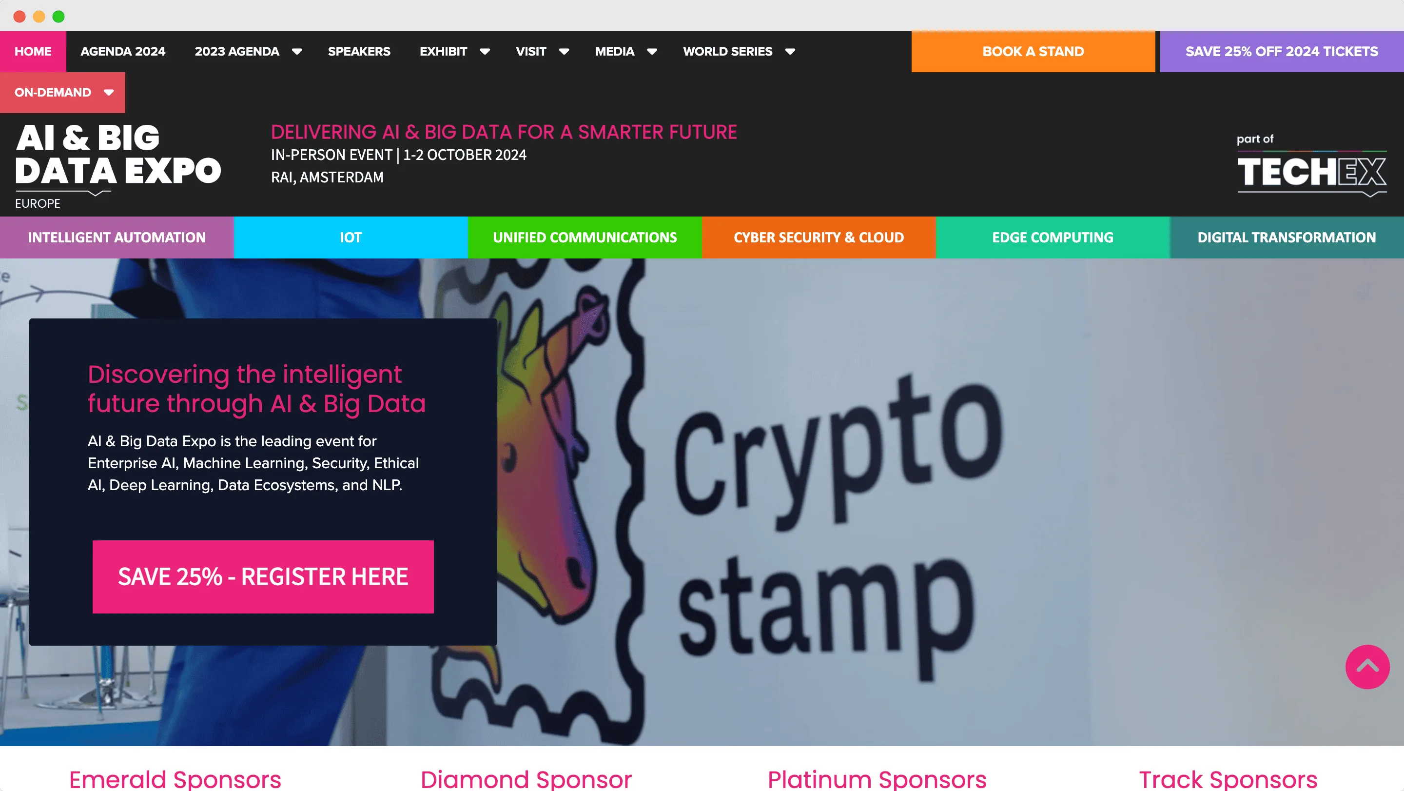 screenshot of ai & big data expo Europe website