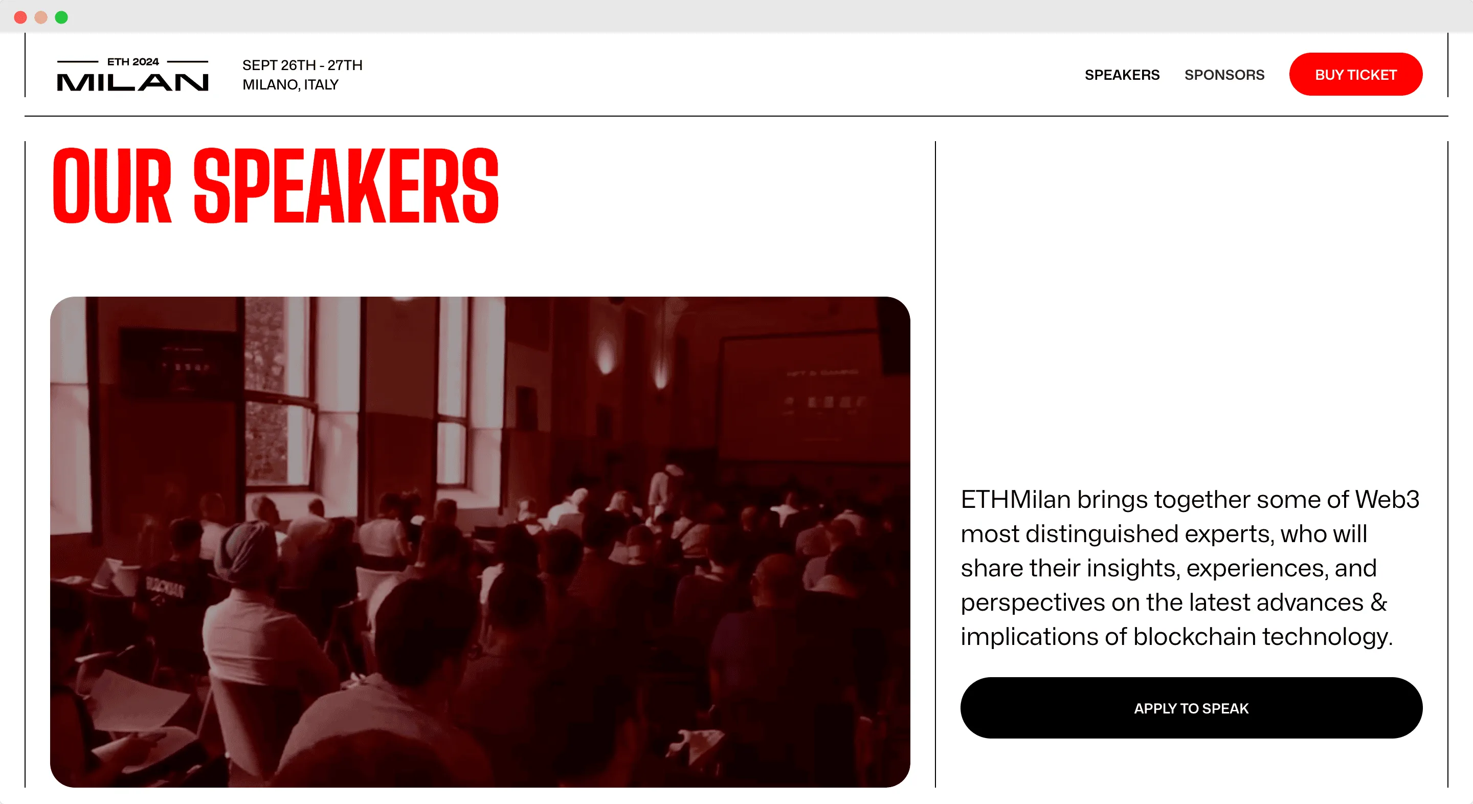 screenshot of ETHMilan 2024 website