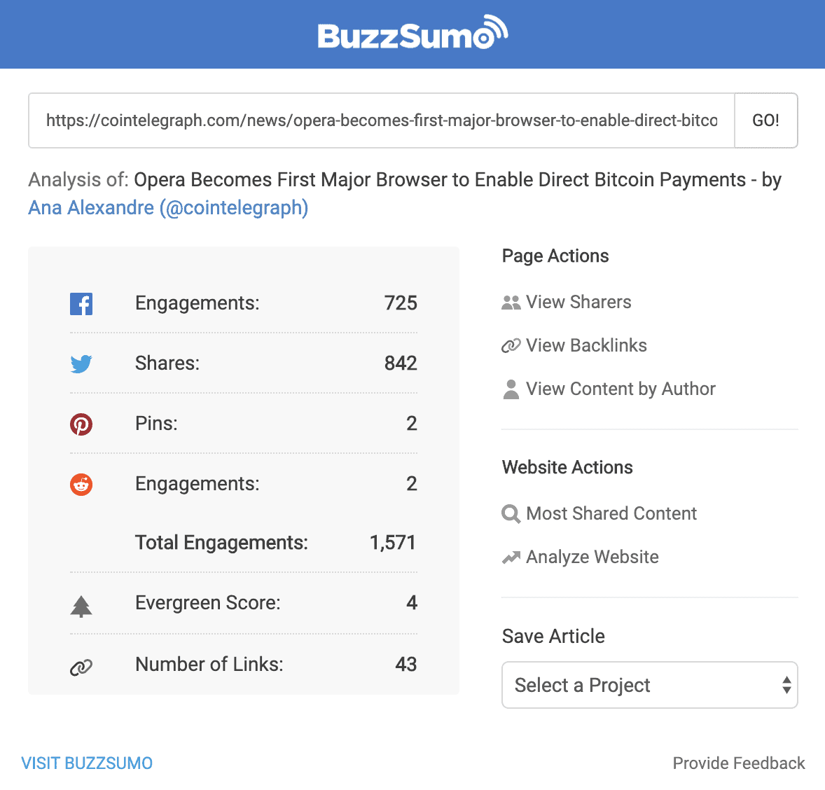 Buzzsumo Blockchain public relation engagement rate