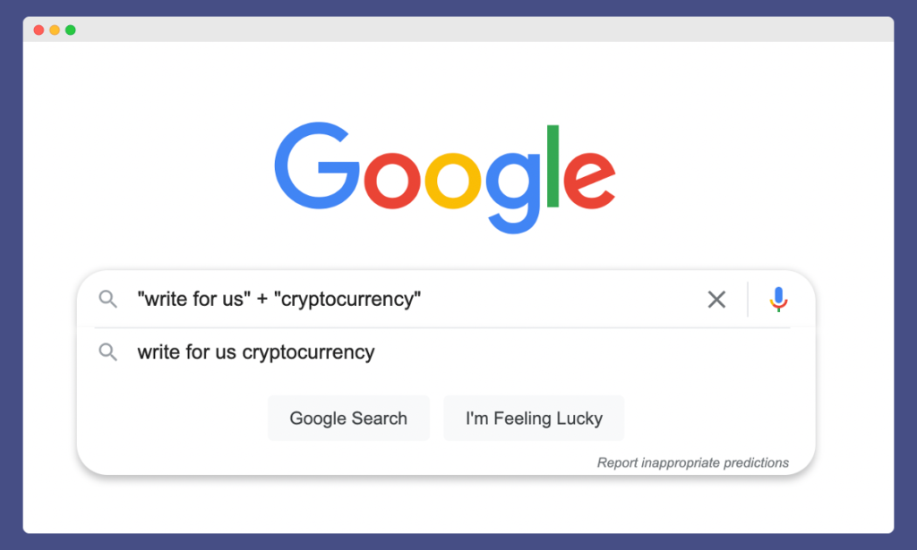 "Write For" + "Cryptocurrency" when it comes to Crypto Link Building for guest posts