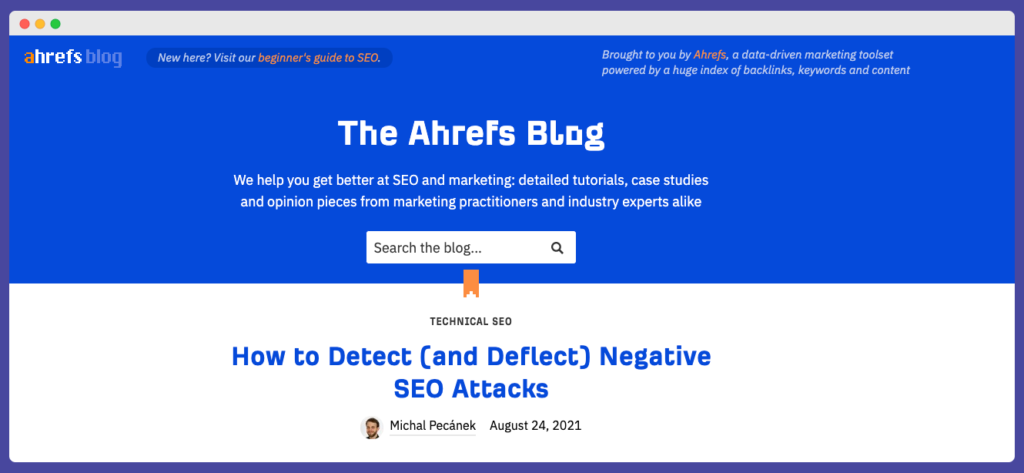 Ahrefs blog front page