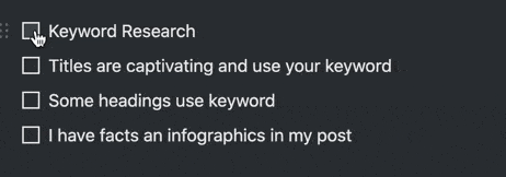 Before Writing Checklist Gif to show the four stages