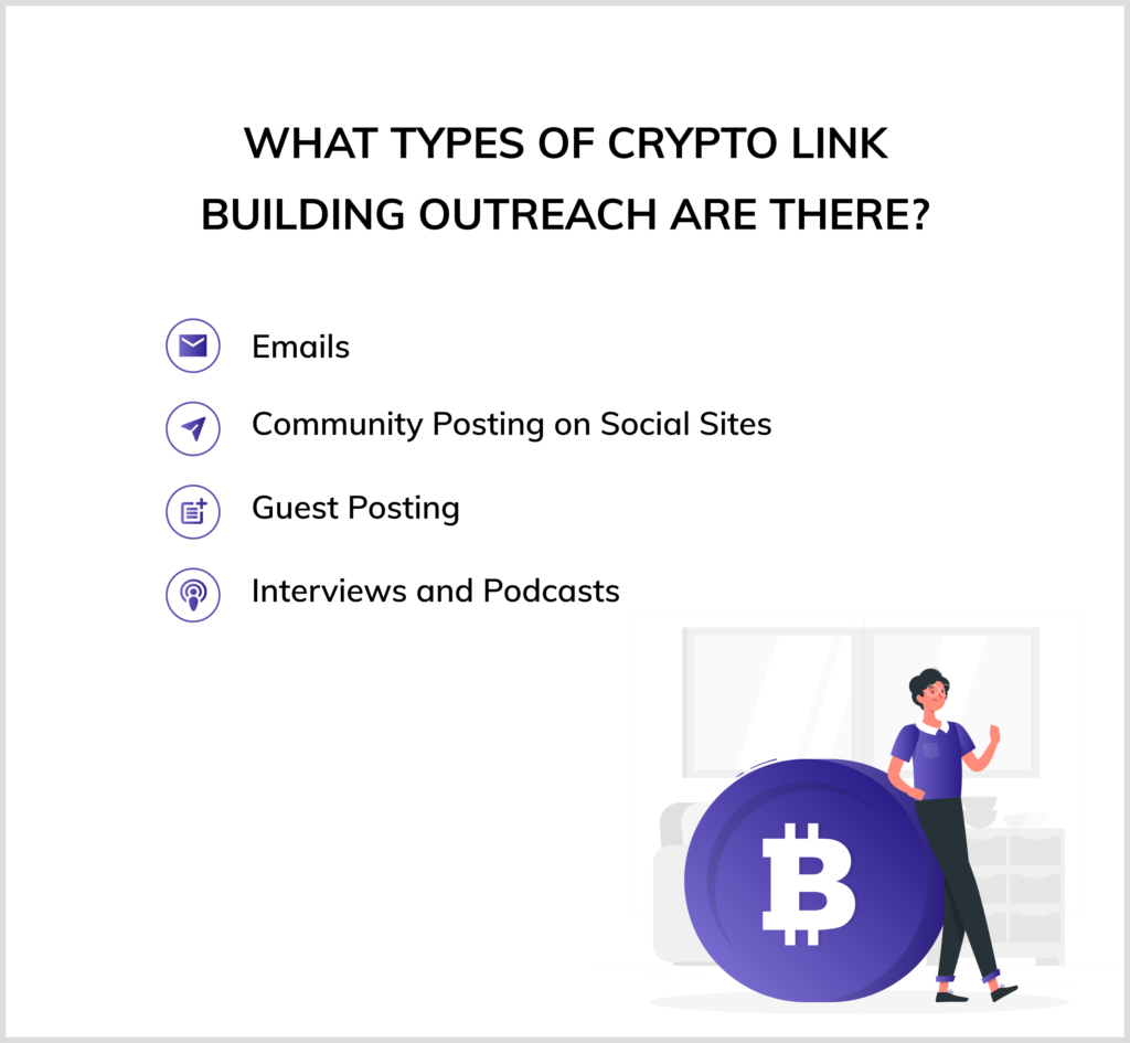What types of crypto link building outreach are there?