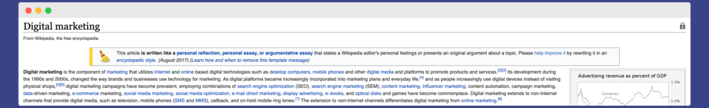 Wikipedia Internal Links demonstration with digital marketing