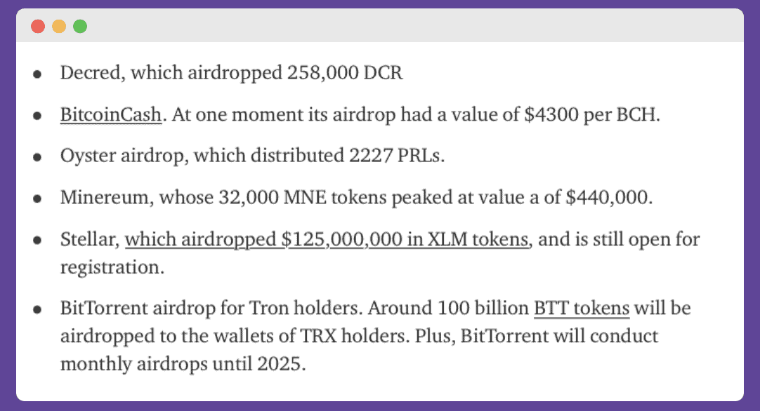 airdrop history