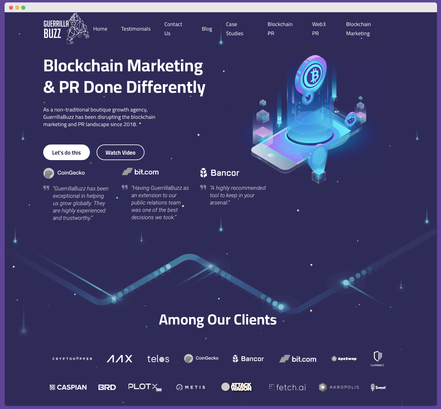 blockchain marketing agency frontpage