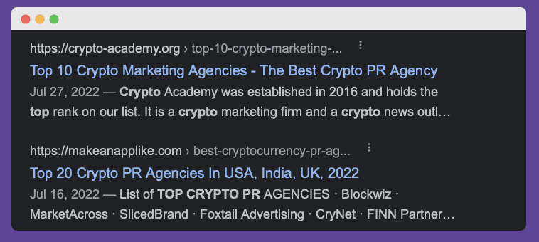 crypto PR agency Top brands