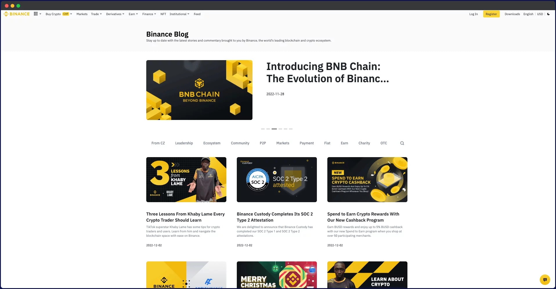 Binance Blog screenshoot