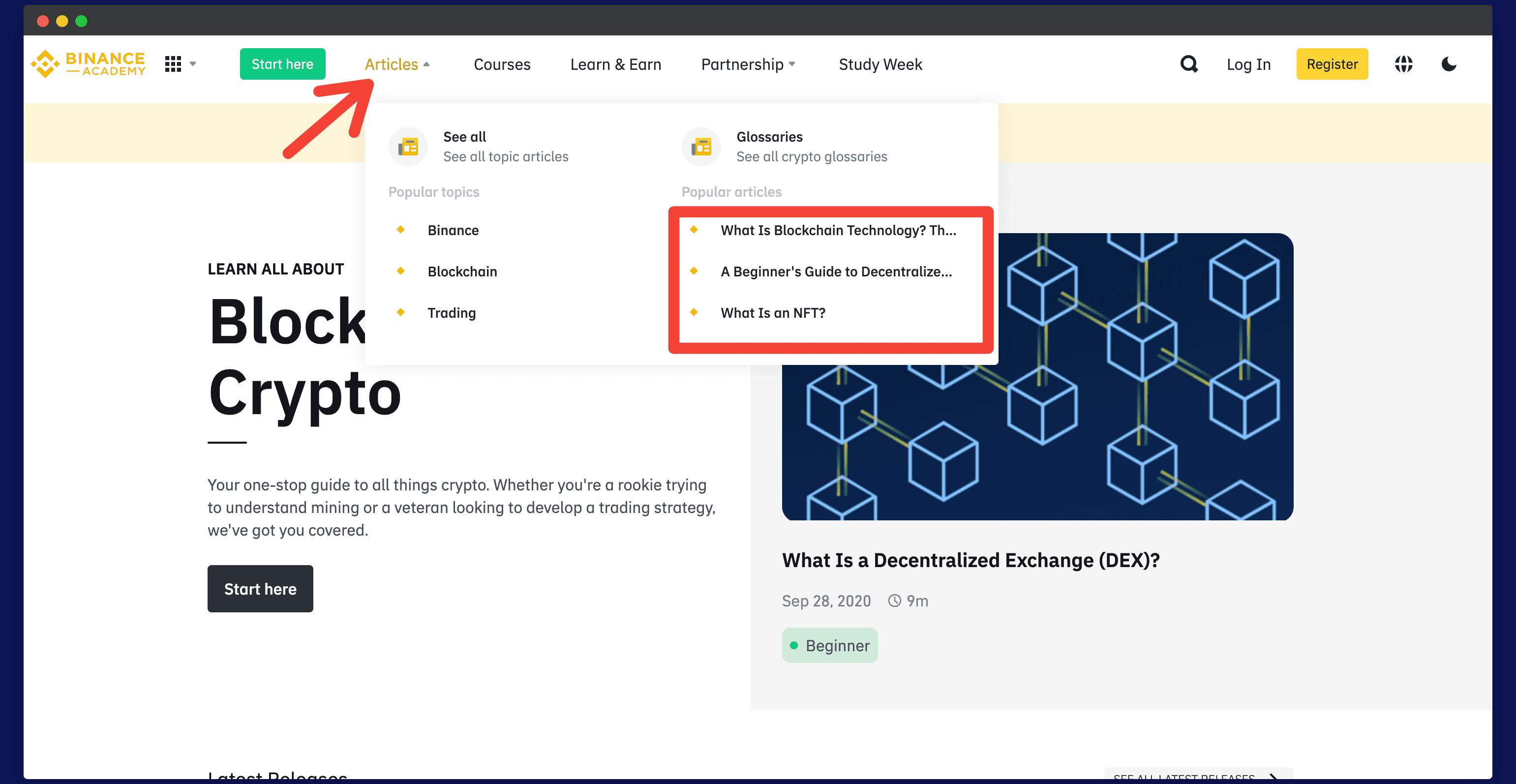 Smart internal linking Binance