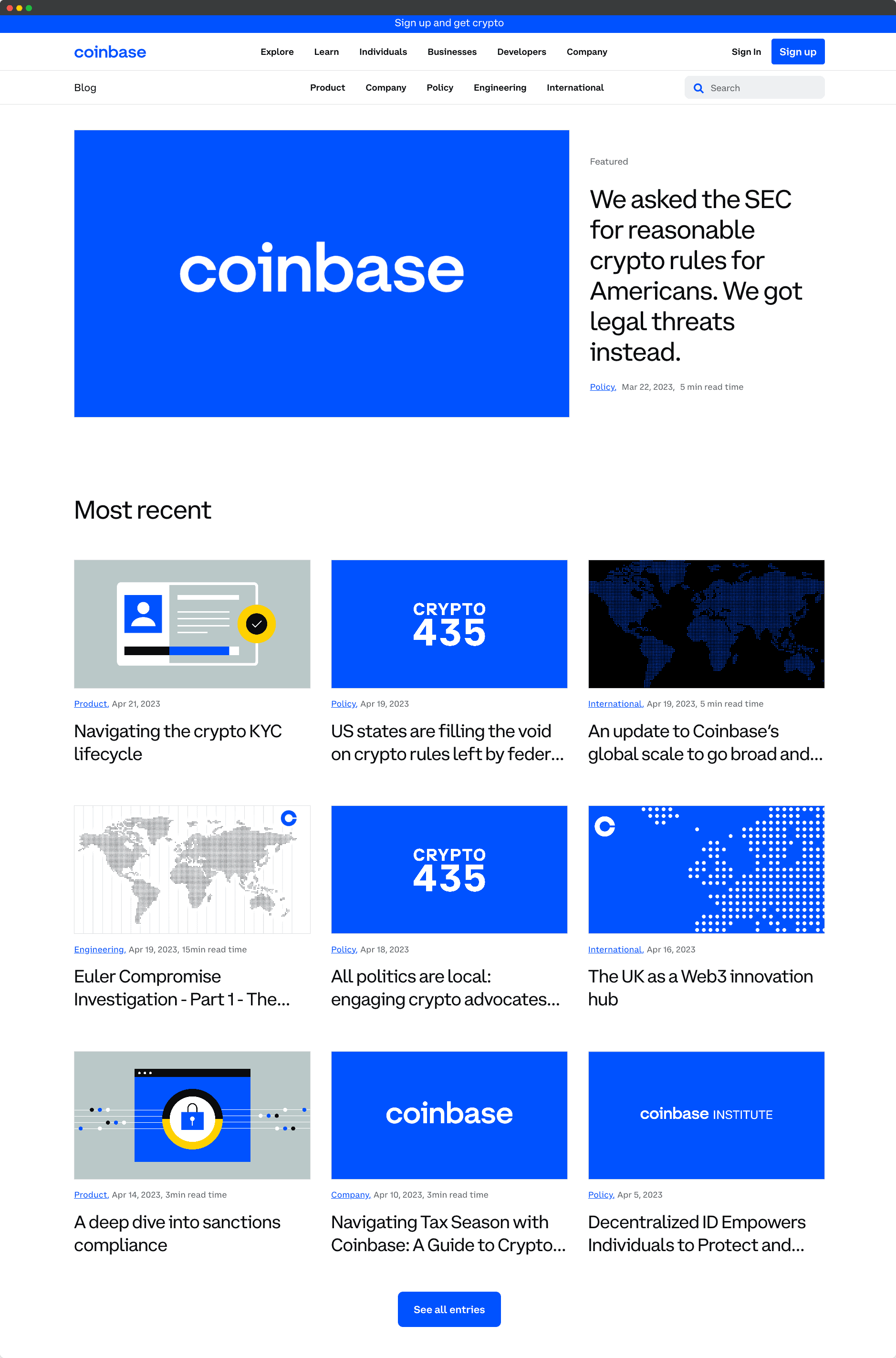 Coinbase Blog Screenshoot