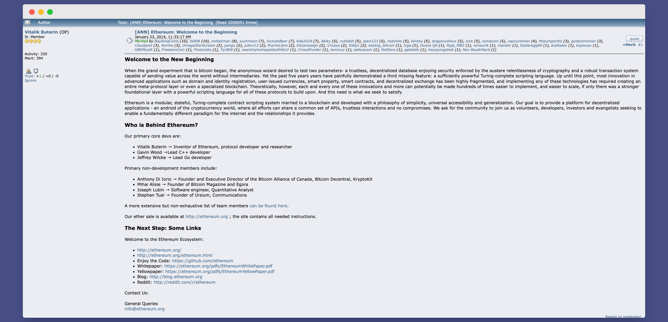 Ethereum ANN thread in bitcointalk