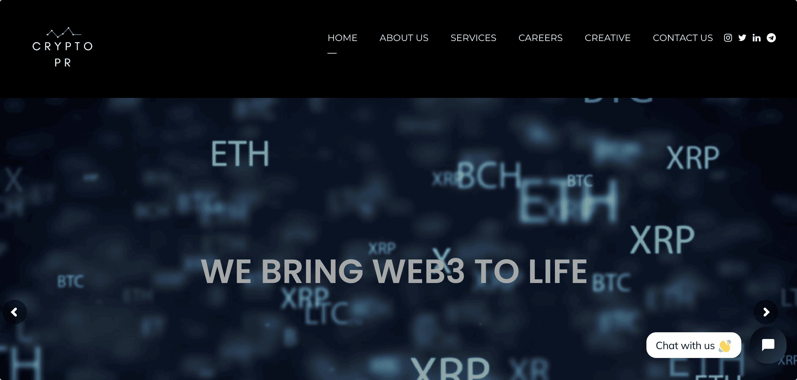 Crypto PR homepage screnshoot