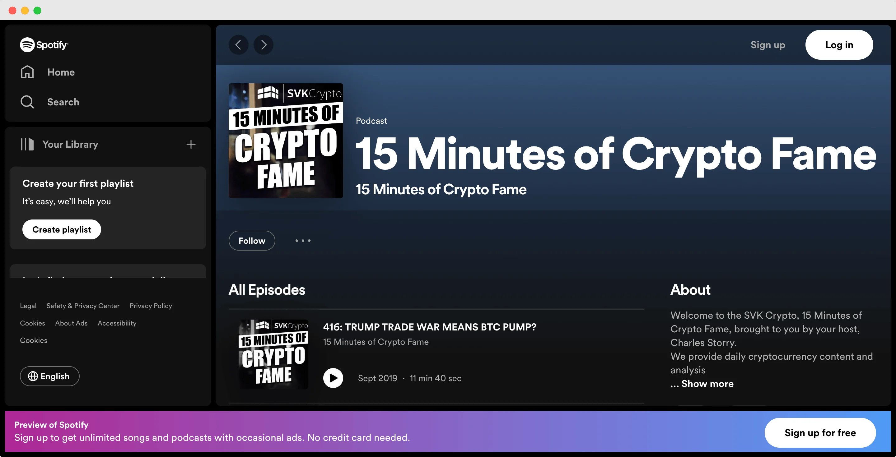 15 minutes crypto fame podcast screenshot