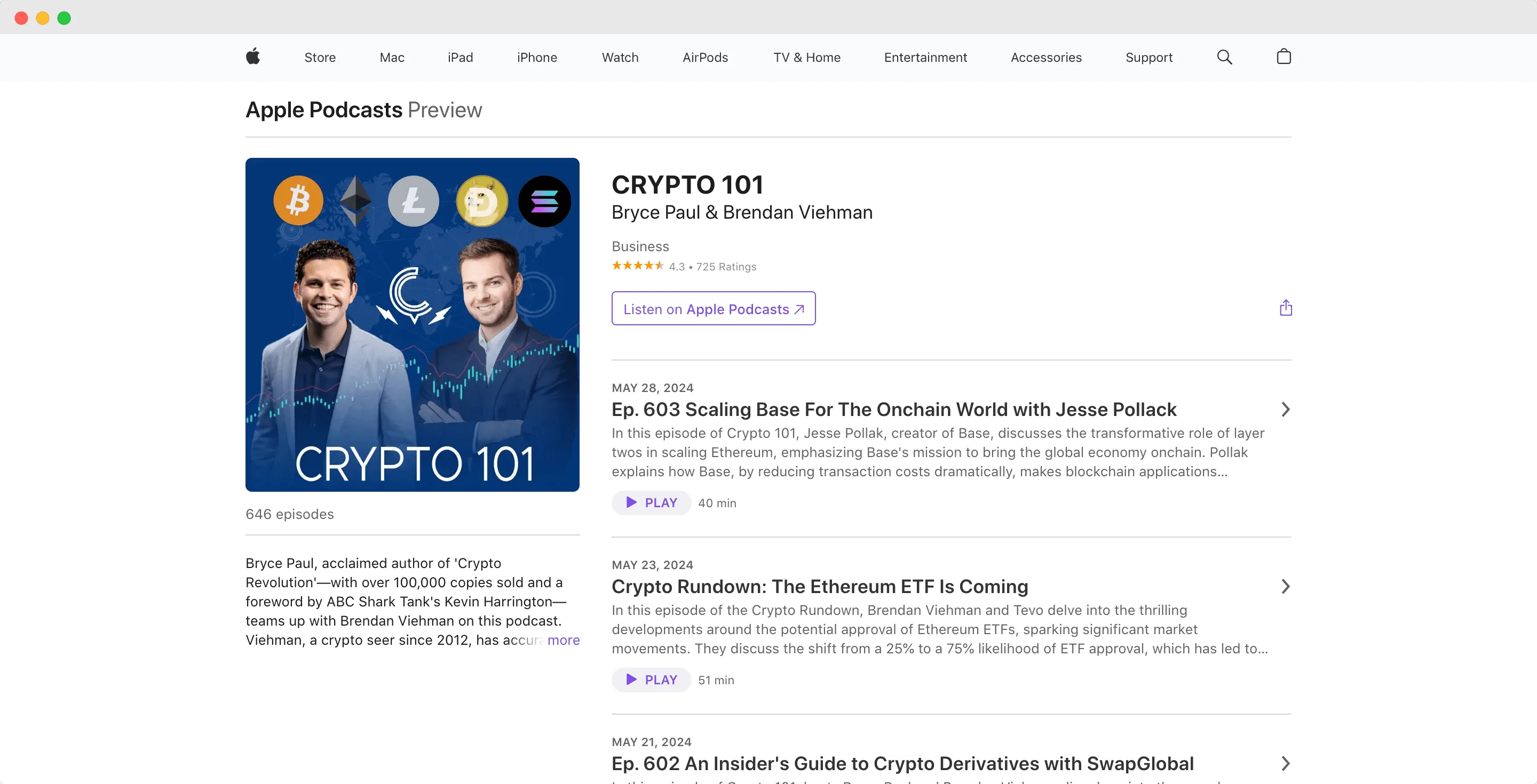 Crypto 101 podcast screenshot