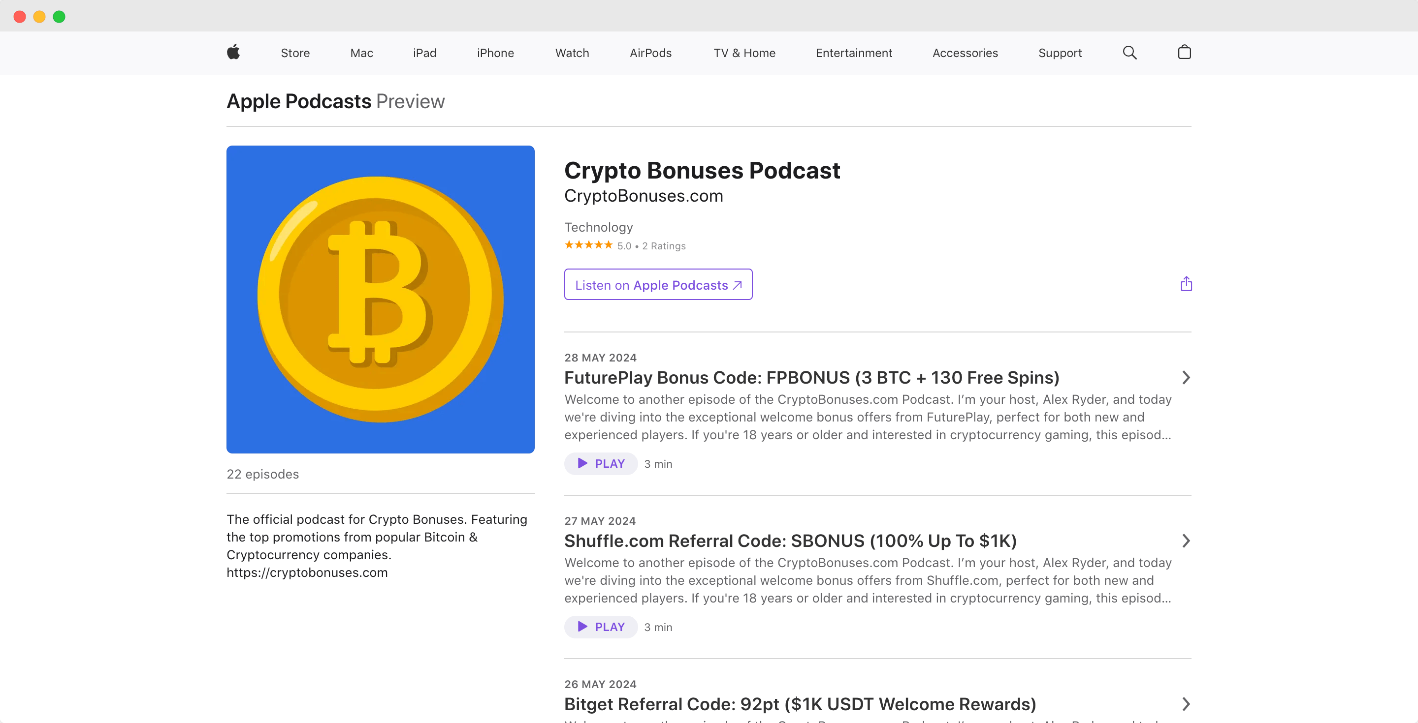 Crypto Bonuses Podcast Screenshot