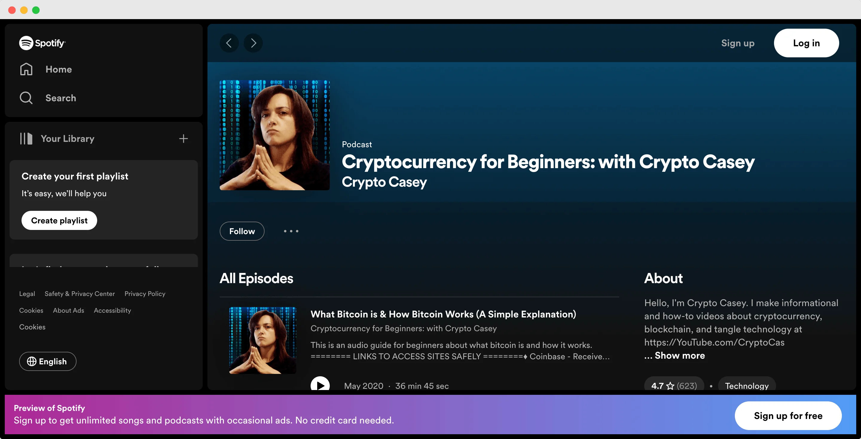 Cryptocurrency for beginners podcast screenshot