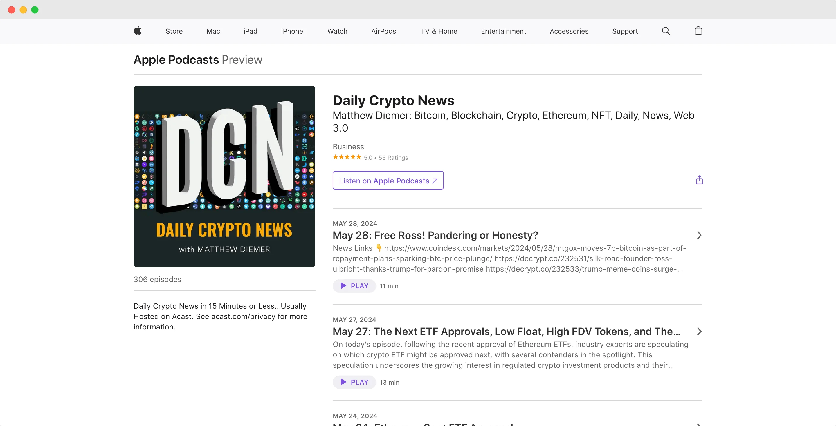 Daily Crypto News podcast screenshot