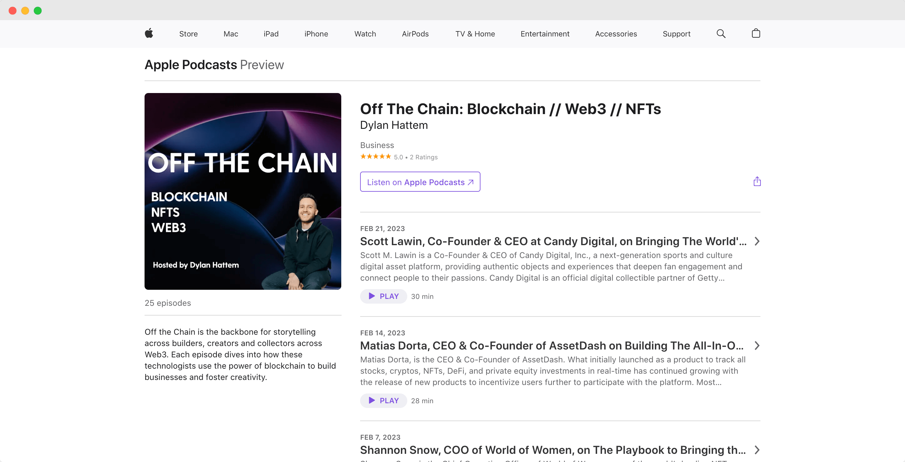 Off The Chain podcast screenshot