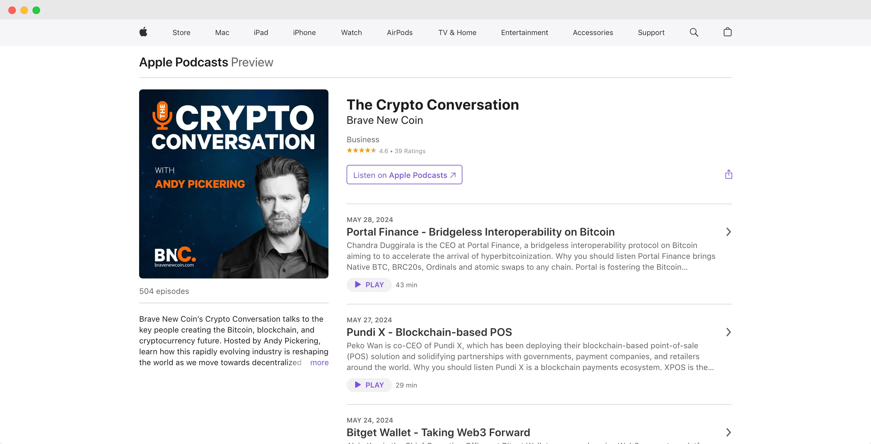 The Crypto Conversation podcast screenshot