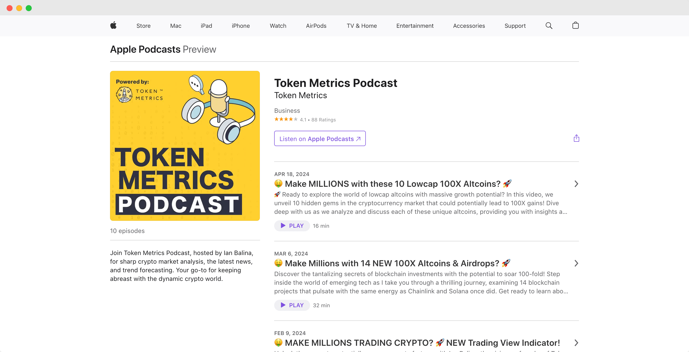 Token Metrics podcast screenshot