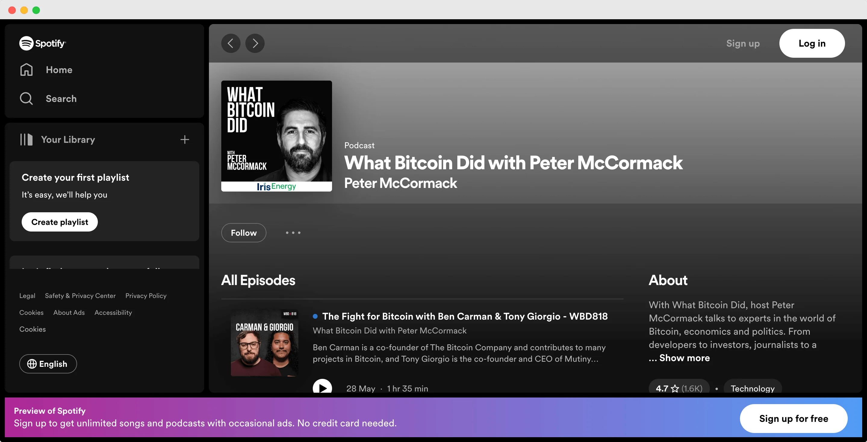 What bitcoin did podcast screenshot