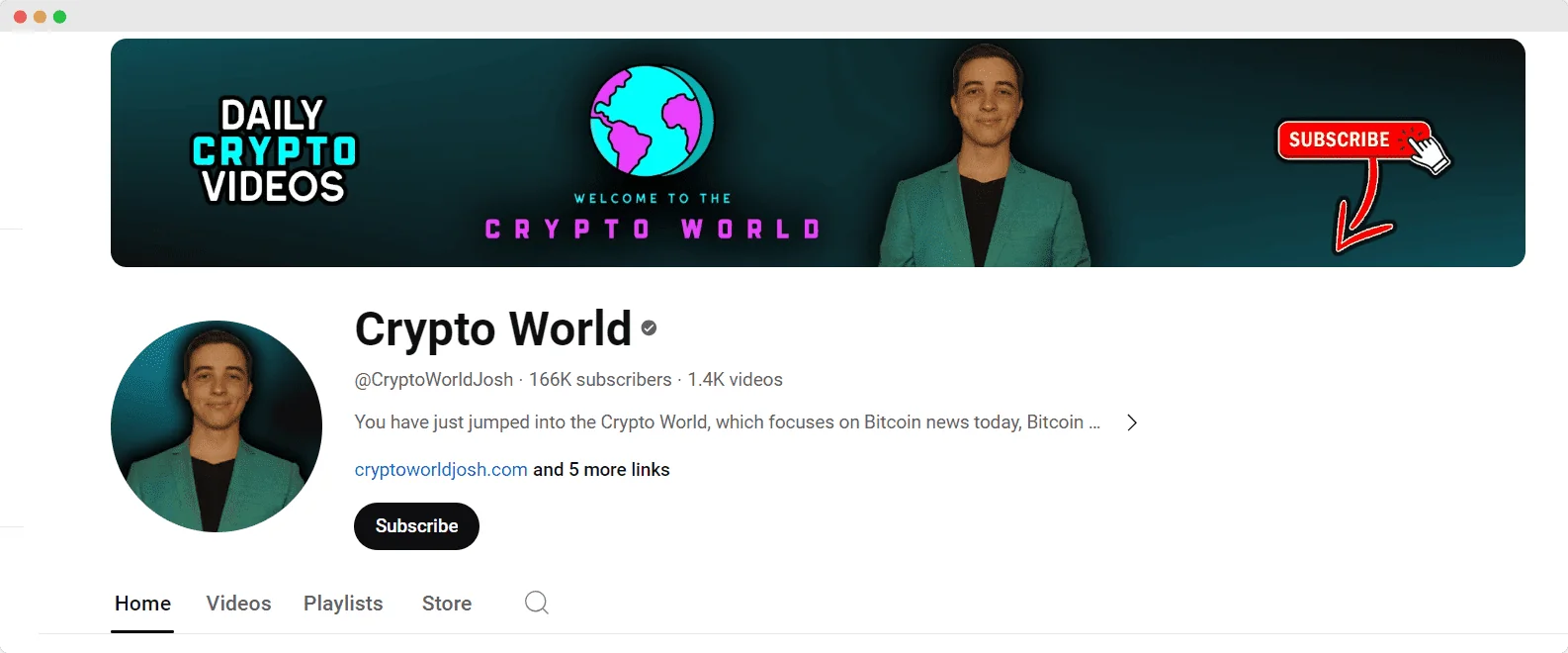 Crypto World youtube channel screenshot