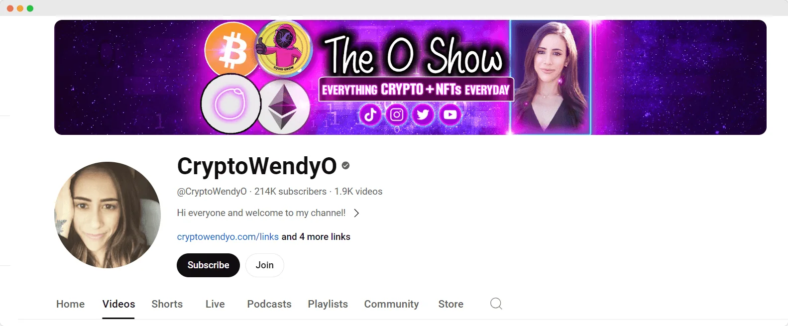 CryptoWendyO youtube channel screenshot