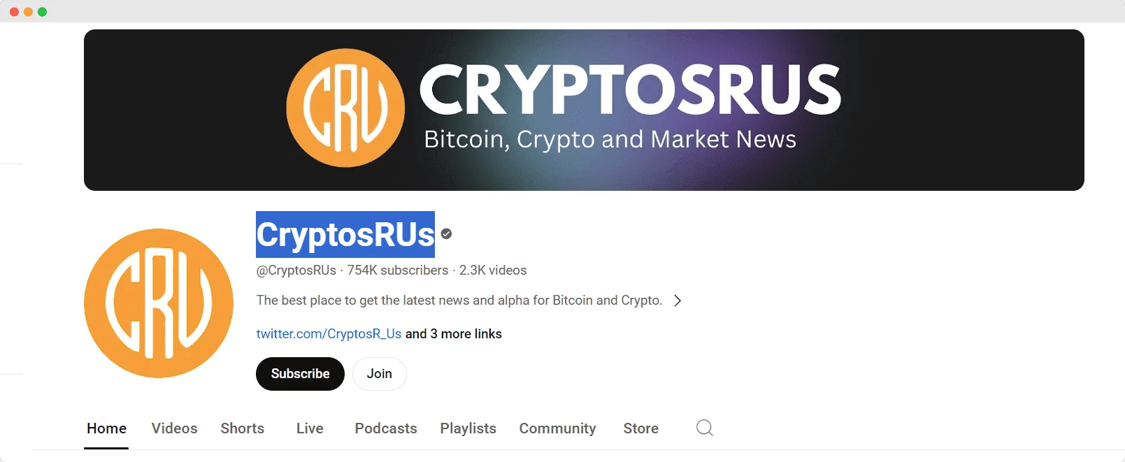 CryptosRUs youtube channel screenshot