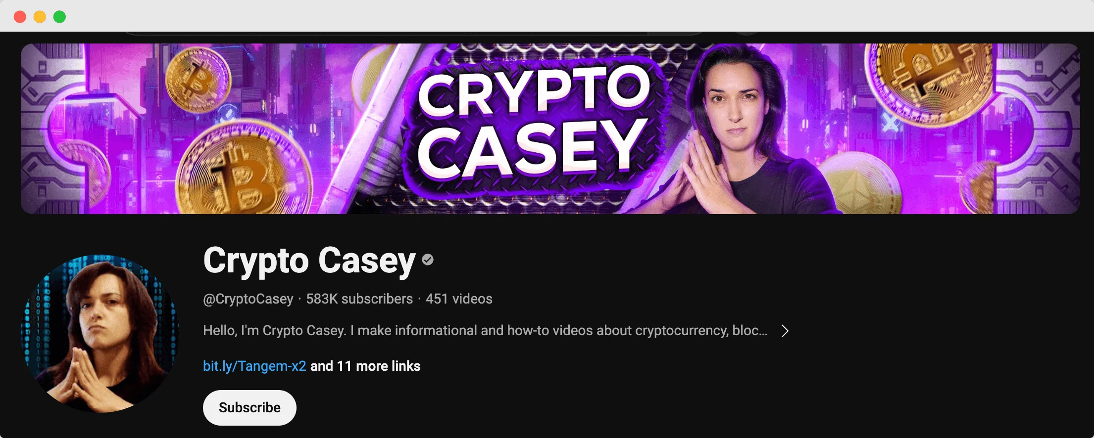 crypto casey youtube channel screenshot