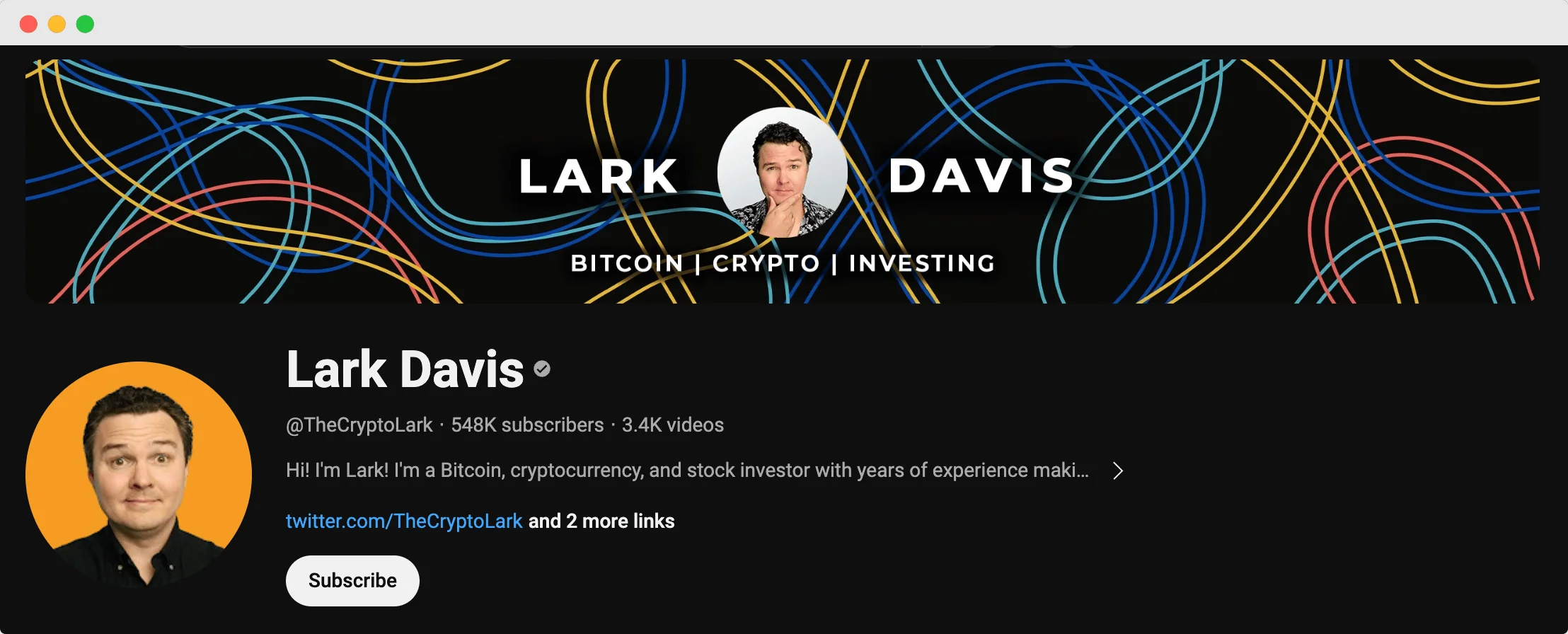 lark davis youtube channel screenshot