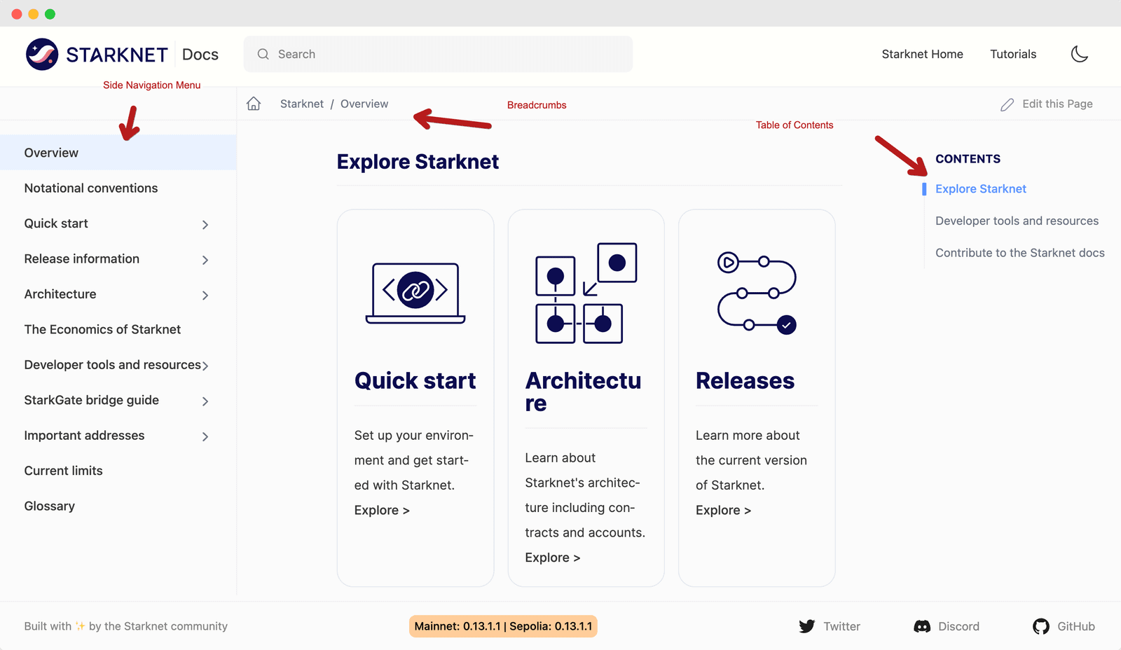 example of starknet docs great navigation