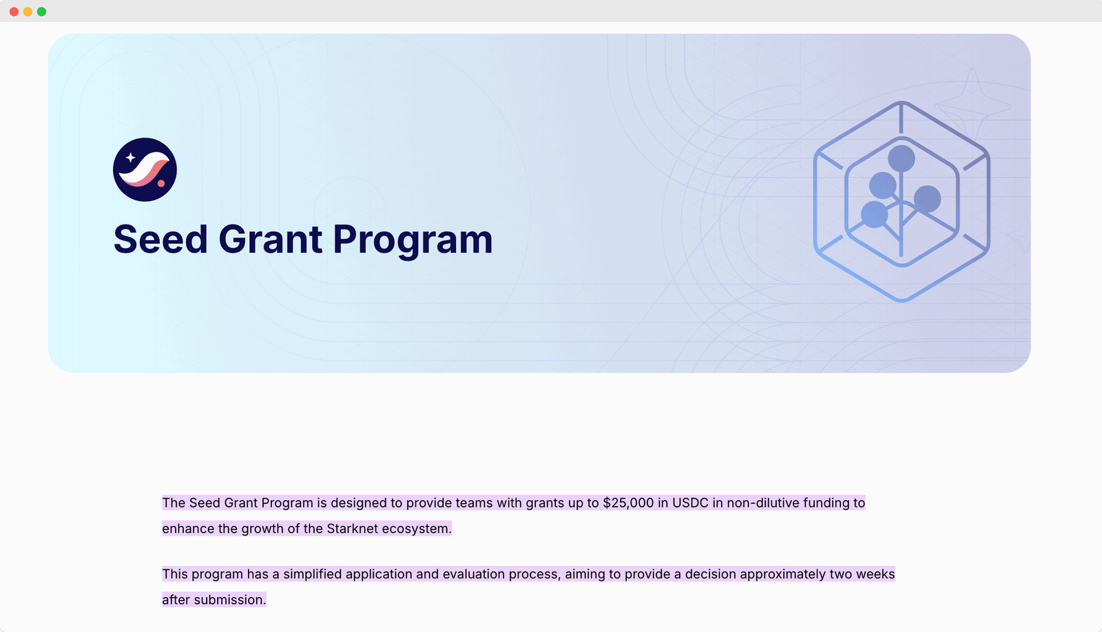 starknet Seed Grant Program