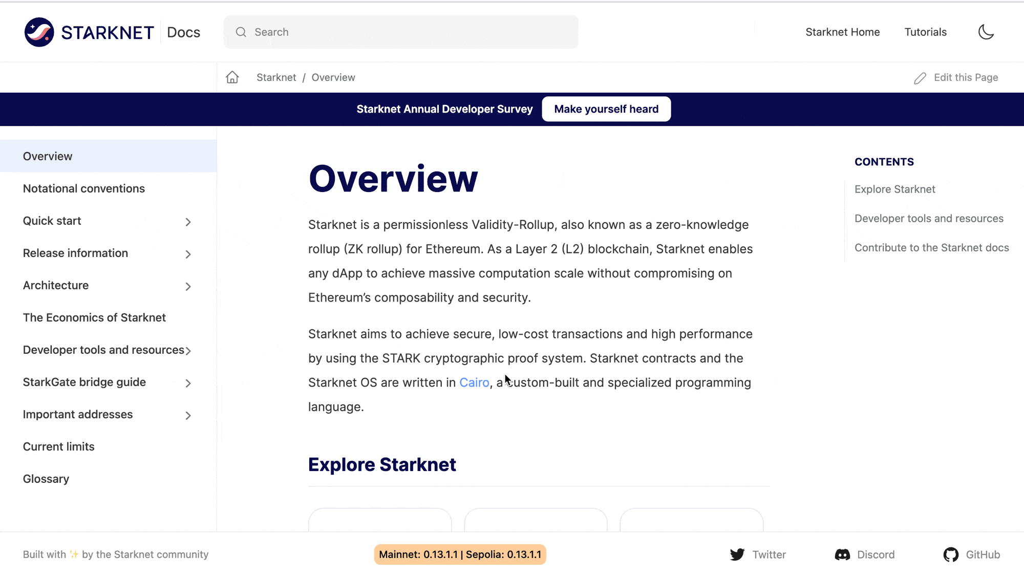 starknet docs section